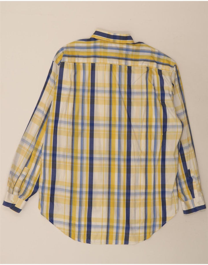 Camisa masculina Stefanel grande algodão xadrez amarelo