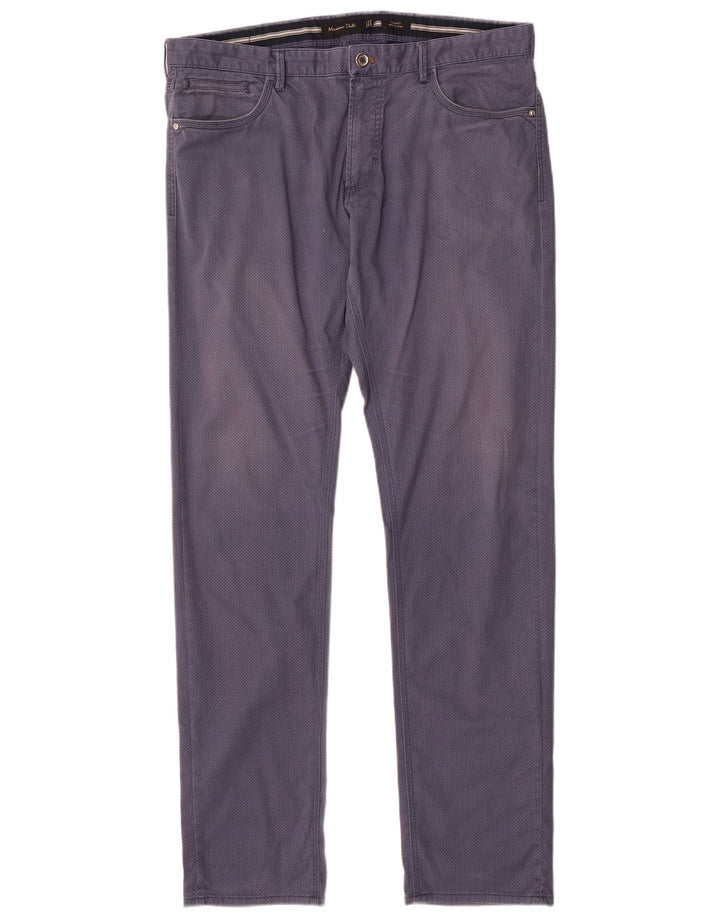 Calça casual masculina MASSIMO DUTTI UE 44 grande W34 L33 azul marinho manchado