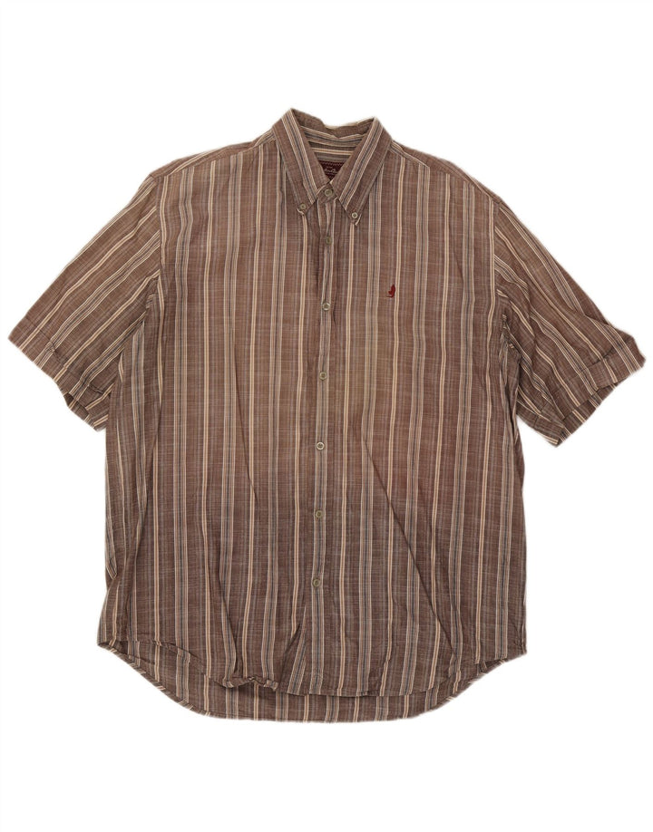 Camisa masculina de manga curta Marlboro Classics XL marrom xadrez algodão