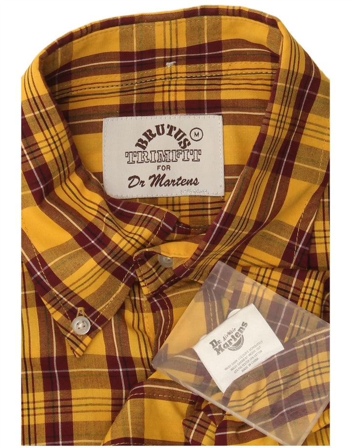 Camisa masculina de manga curta Dr Martens poliéster xadrez amarelo médio