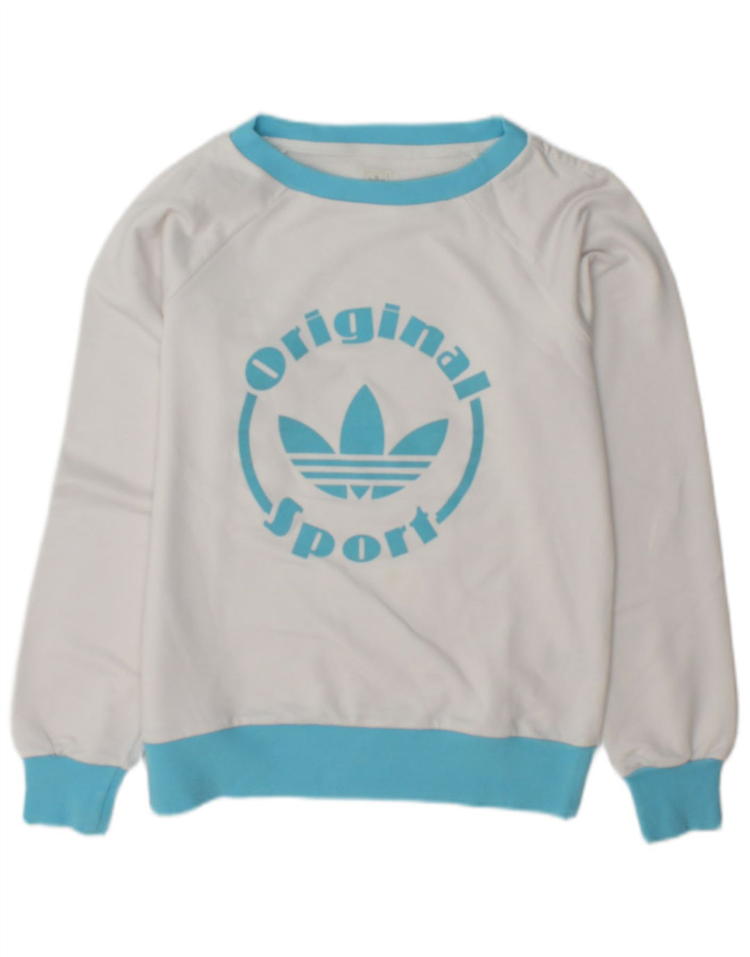 Adidas feminino gráfico moletom jumper IT 46 grande poliéster branco