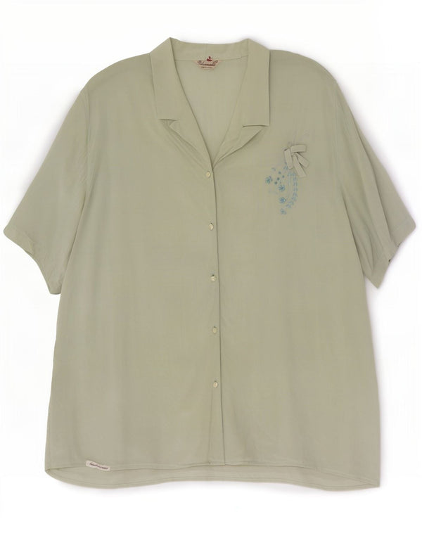 Blusa feminina Padovanelle manga curta IT 50 XL verde floral