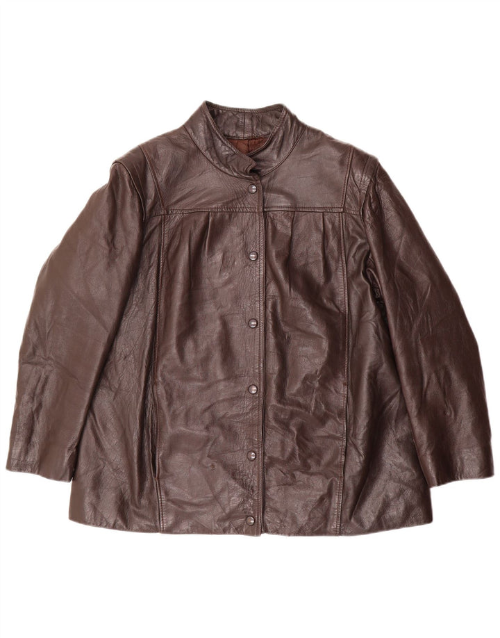 Jaqueta de couro feminina vintage UK 18 XL couro marrom