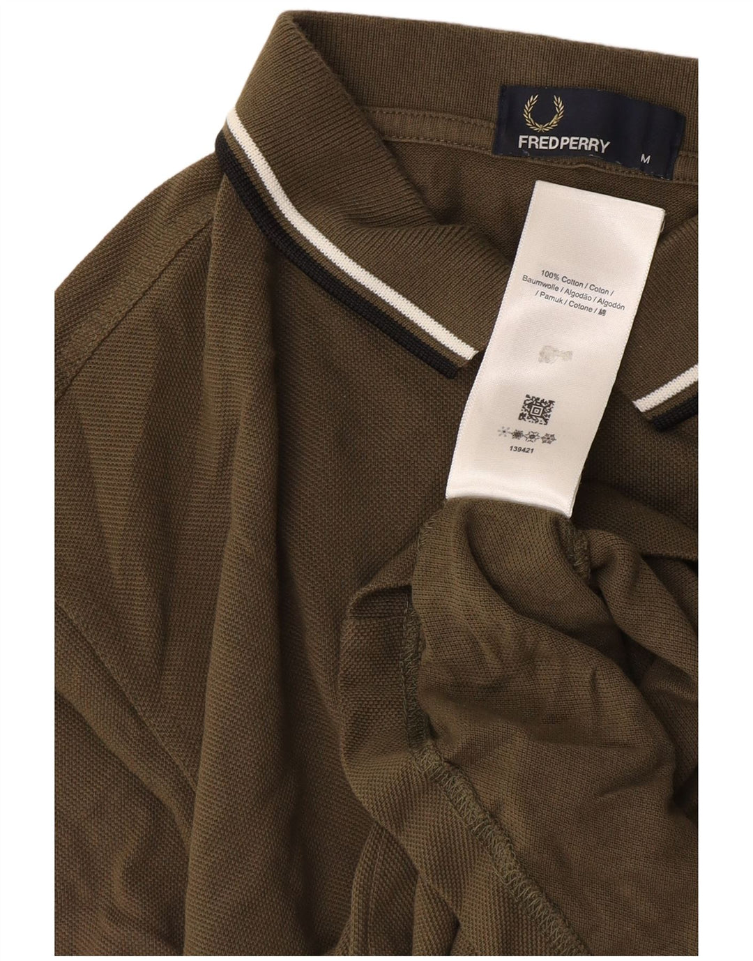 Camisa polo masculina Fred Perry de algodão cáqui médio