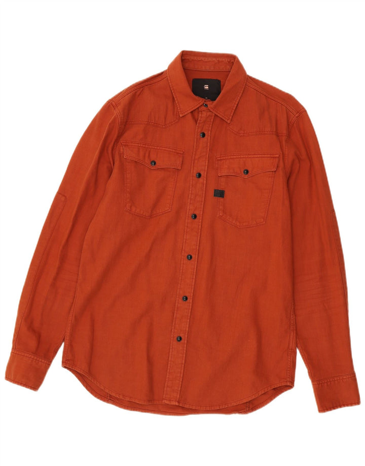 Camisa jeans masculina G-Star algodão laranja médio