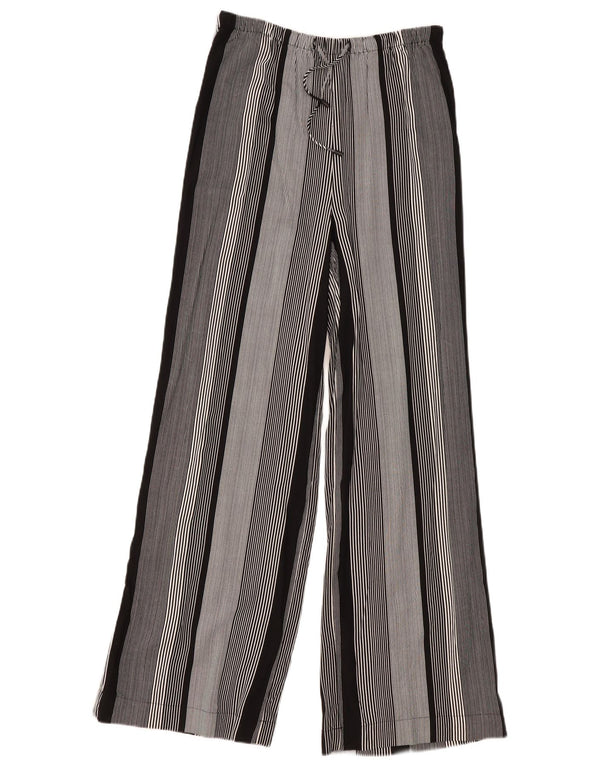 Calça feminina casual Marks & Spencer com perna larga W30 L32 preta listrada