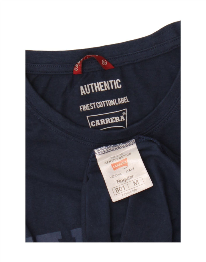 Camiseta masculina gráfica CARRERA Top médio algodão azul marinho