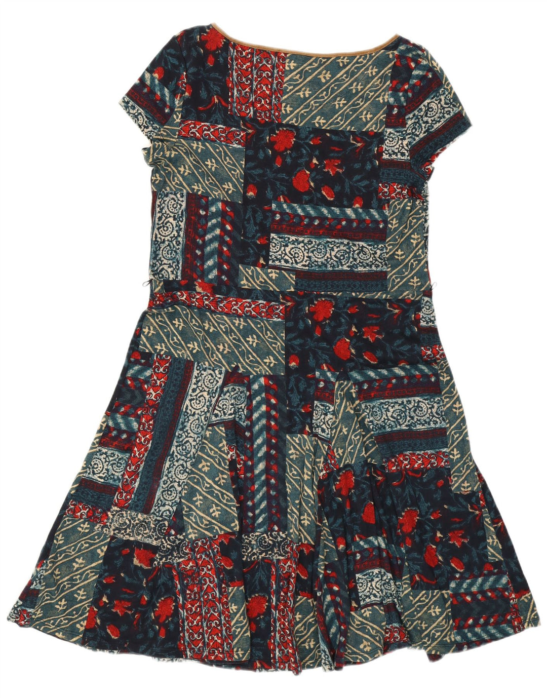 Vestido feminino Ralph Lauren A-Line UK 18 XL multicolorido patchwork algodão