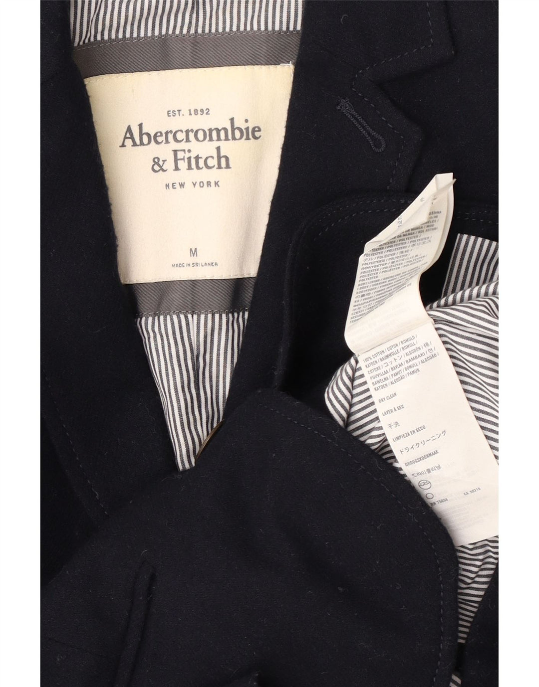 Jaqueta blazer feminina de 2 botões Abercrombie & Fitch Reino Unido 12 médio azul marinho