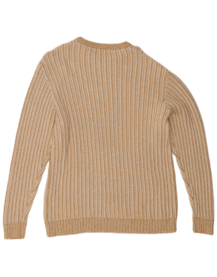 Suéter masculino ZARA com gola redonda e algodão listrado bege grande