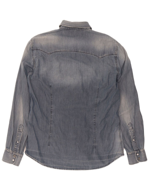 Camisa jeans masculina Gas XL algodão azul