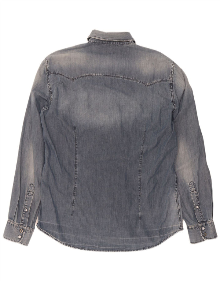 Camisa jeans masculina Gas XL algodão azul