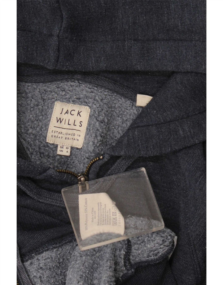 Jack Wills Suéter feminino com capuz e zíper Reino Unido 10 pequeno poliéster azul marinho