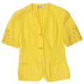 Cardigan feminino vintage de manga curta IT 42 algodão amarelo médio