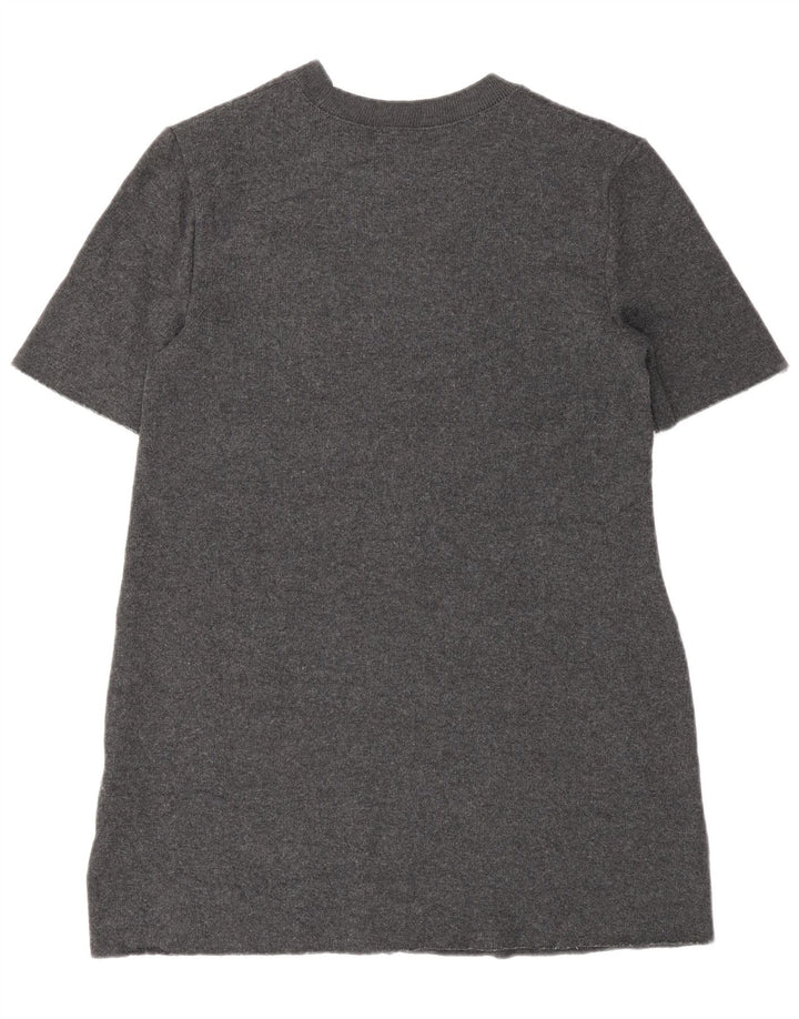 Vestido jumper feminino Zara de mangas curtas Reino Unido 10 pequeno poliéster cinza