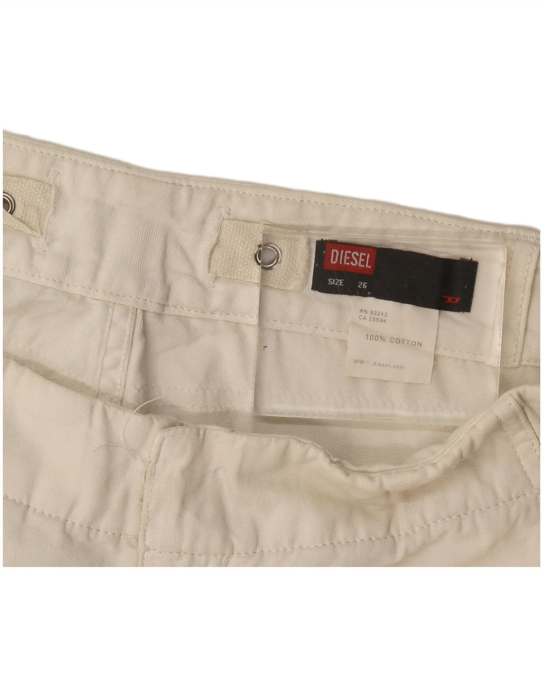 Shorts Chino Feminino Diesel W26 Pequeno Algodão Branco