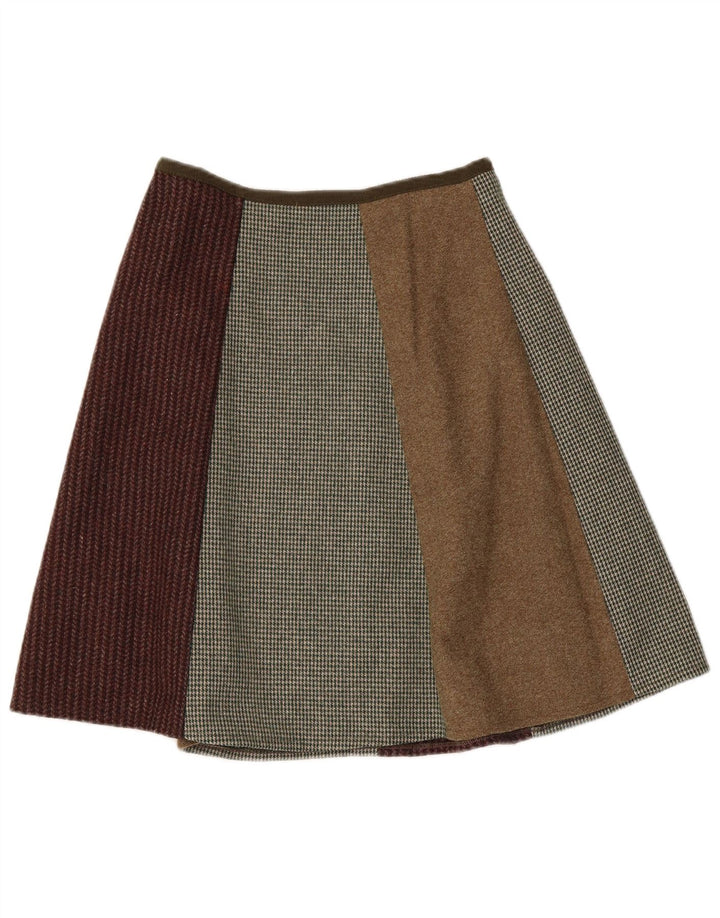 Baba Saia feminina evasê W26 pequena lã patchwork multicolorida