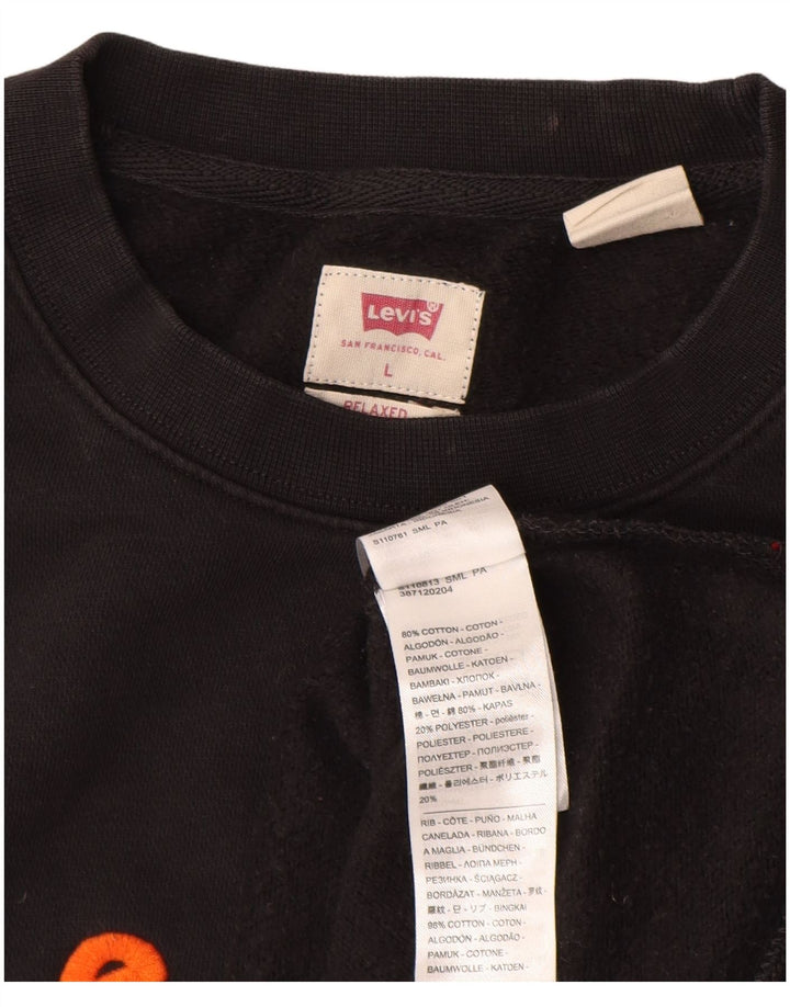 LEVI'S Masculino Relaxed Graphic Moletom Jumper Grande Algodão Preto