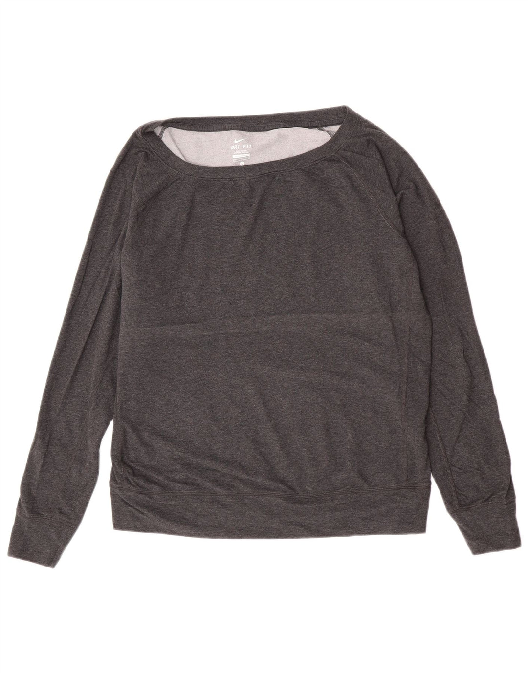 Top Nike Dri Fit Feminino Manga Longa UK 16 Grande Poliéster Cinzento Flecked