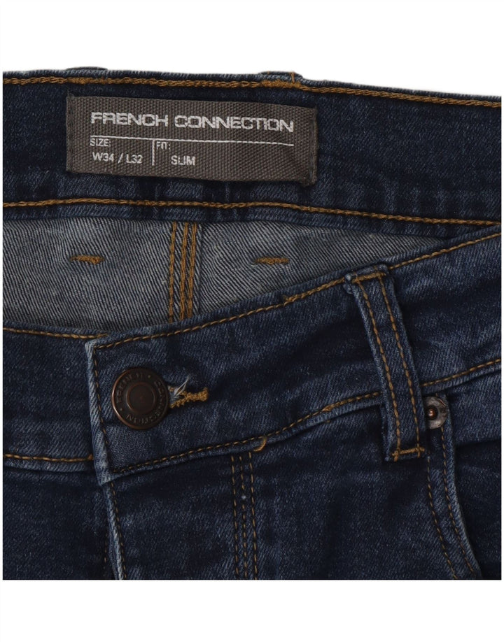 French Connection Masculino Slim Jeans W34 L32 Azul Algodão