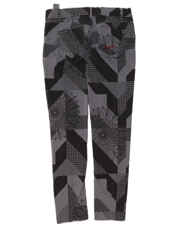 Calça casual slim feminina Desigual W32 L29 cinza patchwork algodão