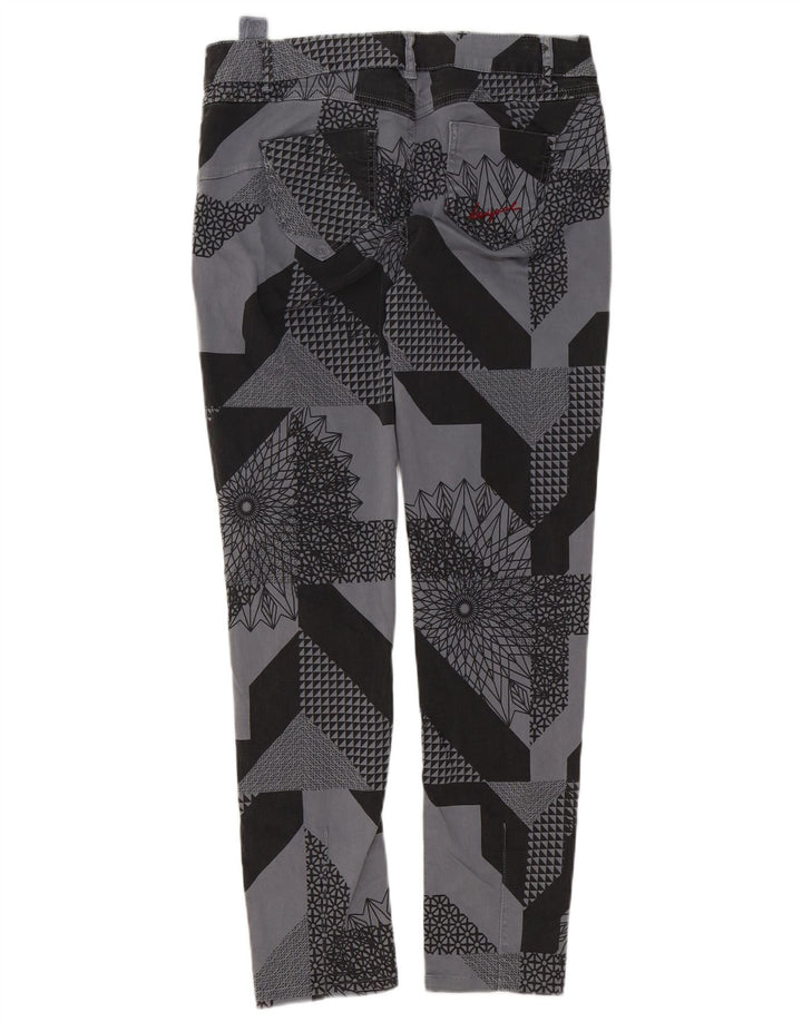 Calça casual slim feminina Desigual W32 L29 cinza patchwork algodão