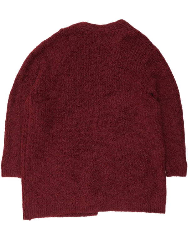 Suéter cardigã feminino aberto com palangre Marks & Spencer Reino Unido 16 grande Borgonha