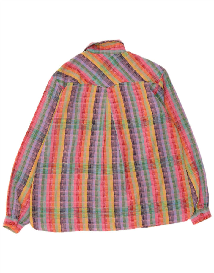 Camisa feminina VINTAGE UK 18 XL listrada multicolorida