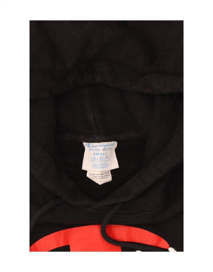 CHAMPION Mens Graphic Hoodie Jumper Small Black Cotton Vintage Champion and Second-Hand Champion from Messina Hembry 