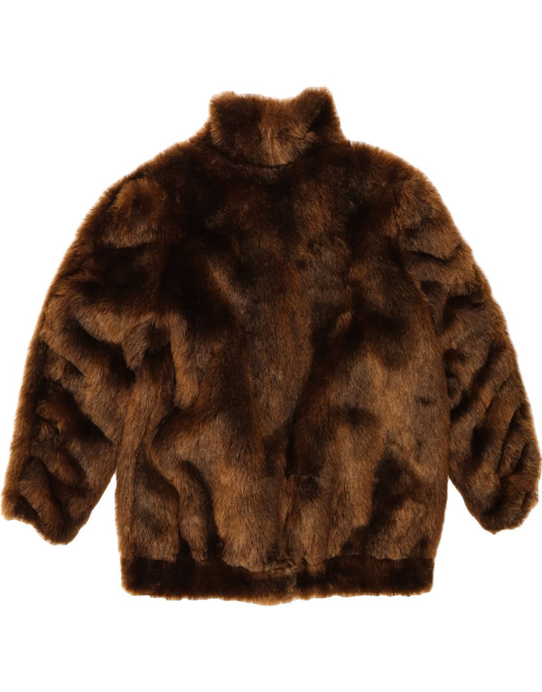 Jaqueta feminina VINTAGE de pele sintética UK 18 XL marrom