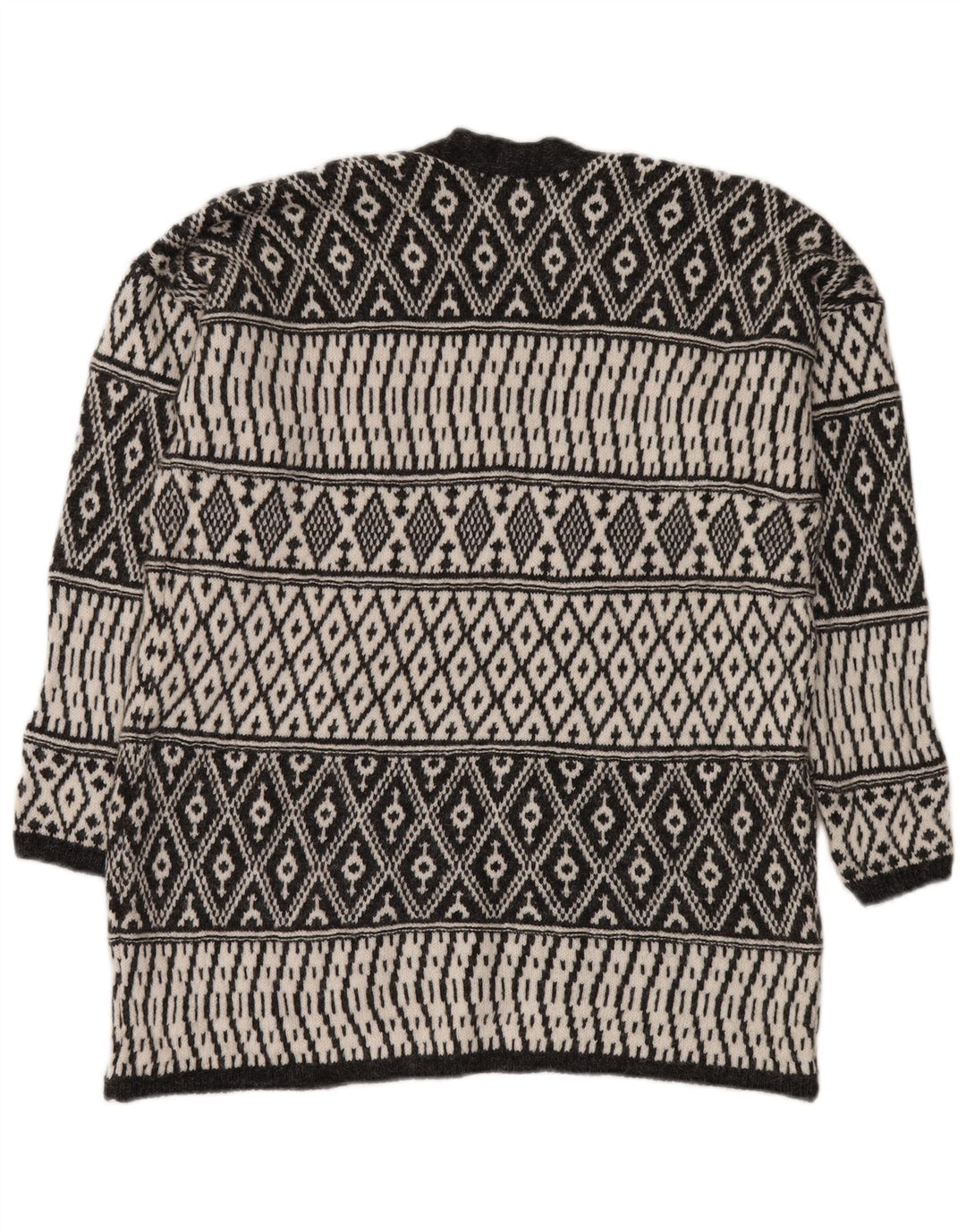 Suéter cardigã aberto feminino M&CO Reino Unido 14 cinza médio Argyle/acrílico diamante