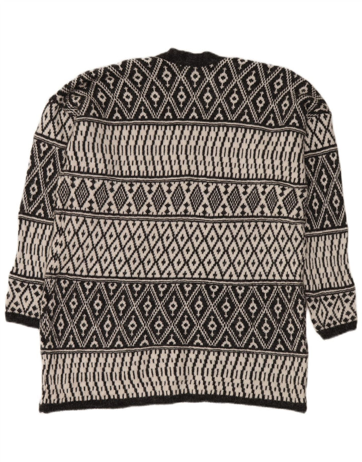 Suéter cardigã aberto feminino M&CO Reino Unido 14 cinza médio Argyle/acrílico diamante