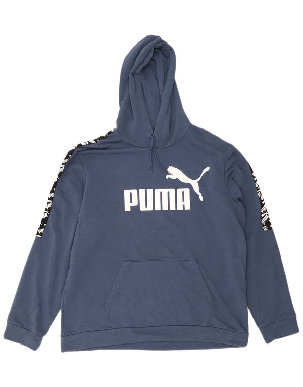 Puma masculino gráfico moletom com capuz XL azul algodão