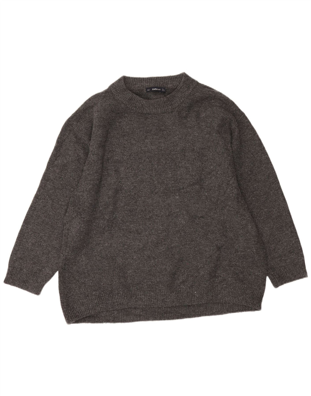 Suéter masculino ZARA com ajuste solto e gola redonda cinza médio