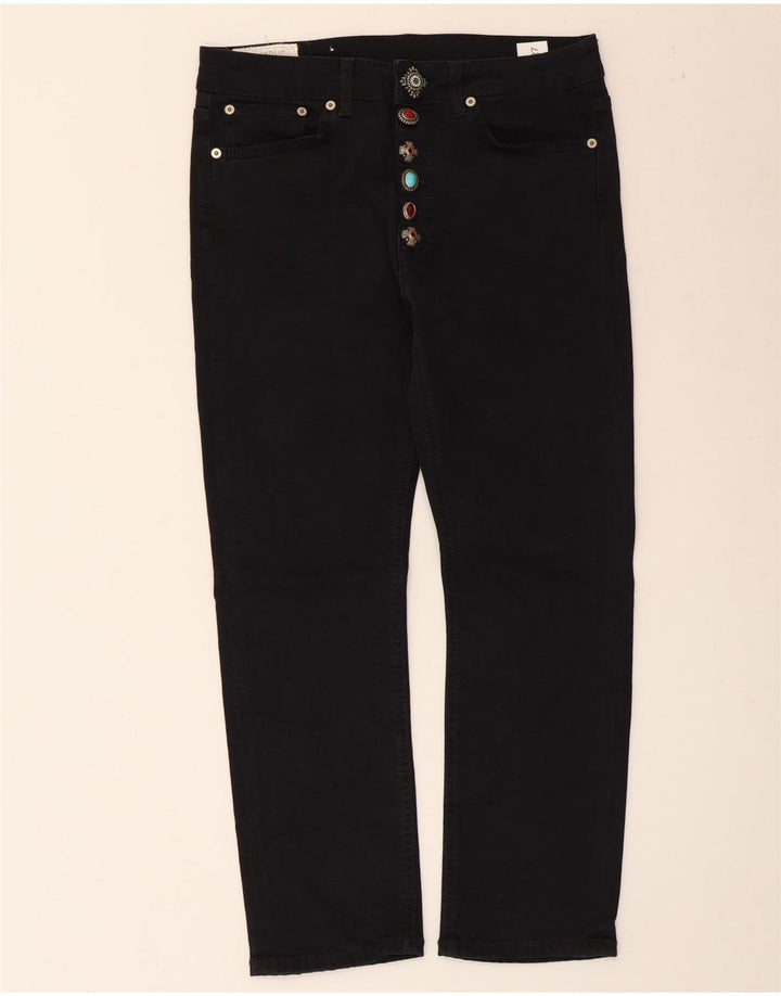 Dondup Jeans recortados femininos W27 L25 algodão preto