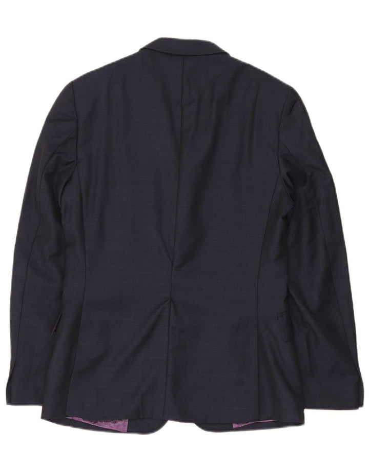 Jaqueta blazer masculina Ted Baker com 1 botão EUA 36 pequena lã azul marinho