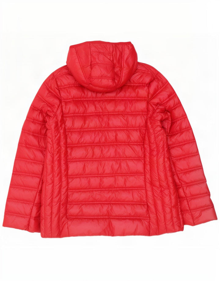 Jaqueta feminina acolchoada com capuz Marks & Spencer Reino Unido 18 XL poliéster vermelho
