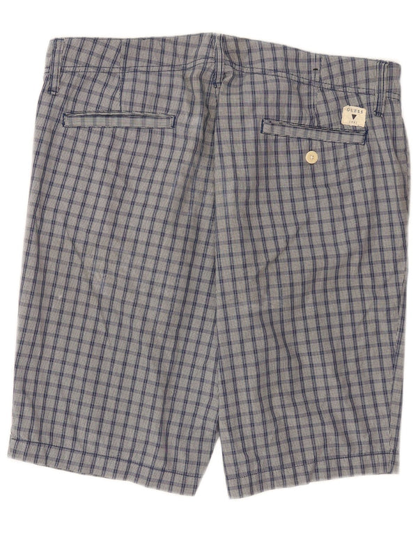 Guess Mens Chino Shorts W34 Grande Algodão Xadrez Azul