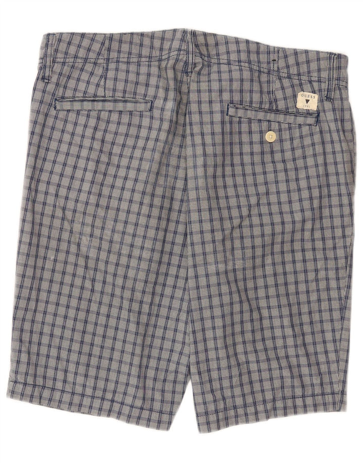 Guess Mens Chino Shorts W34 Grande Algodão Xadrez Azul
