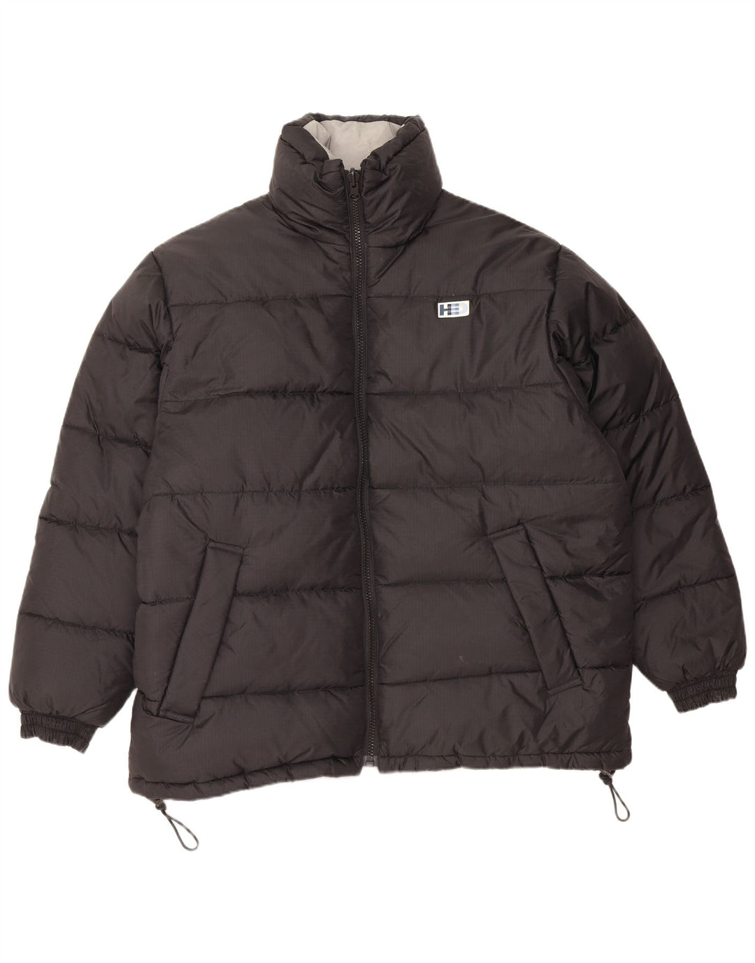 Jaqueta acolchoada masculina vintage gráfica solta ajuste Reino Unido 38 médio preto nylon