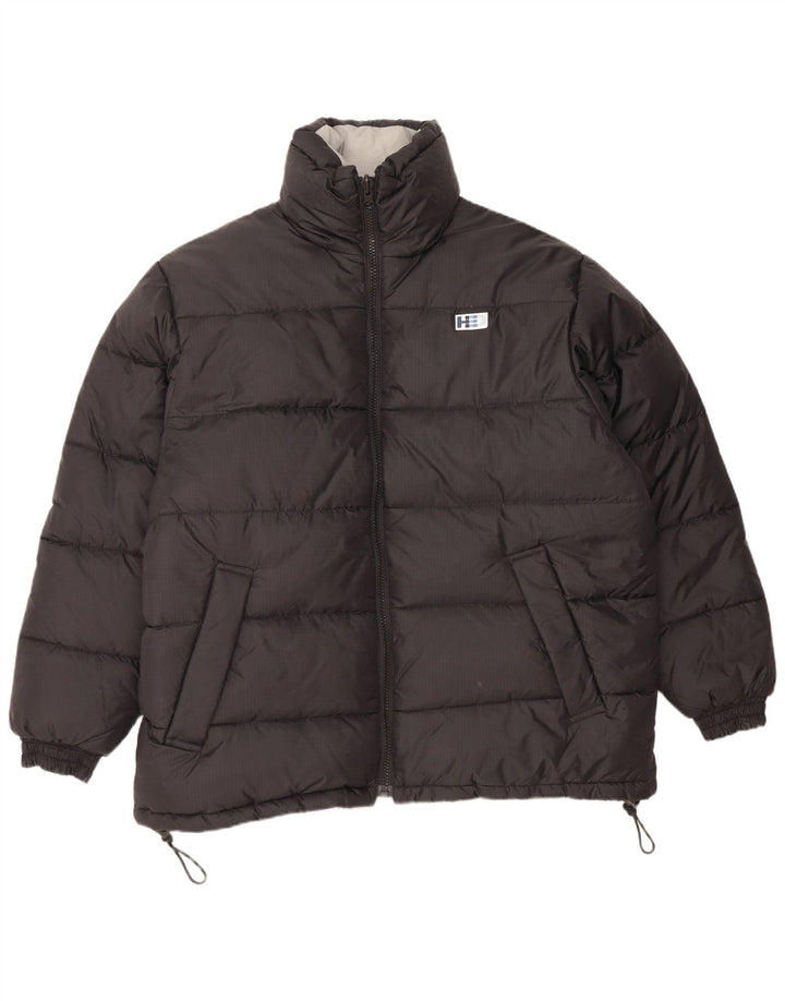 Jaqueta acolchoada masculina vintage gráfica solta ajuste Reino Unido 38 médio preto nylon