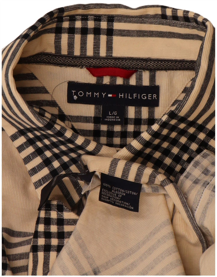 Camisa masculina TOMMY HILFIGER grande algodão xadrez bege