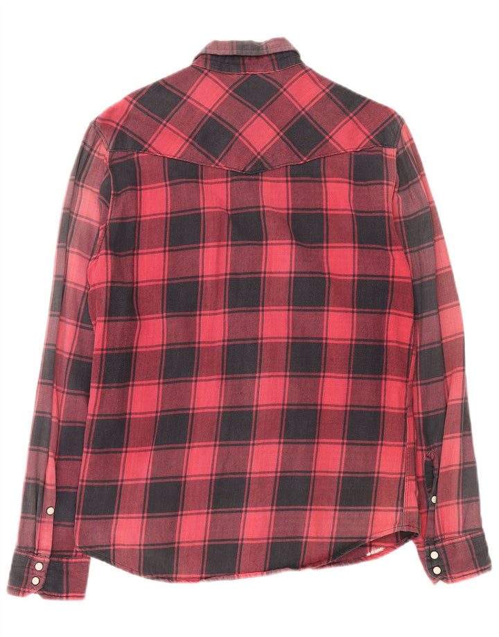 Camisa masculina de flanela LEVI'S de algodão xadrez vermelho médio