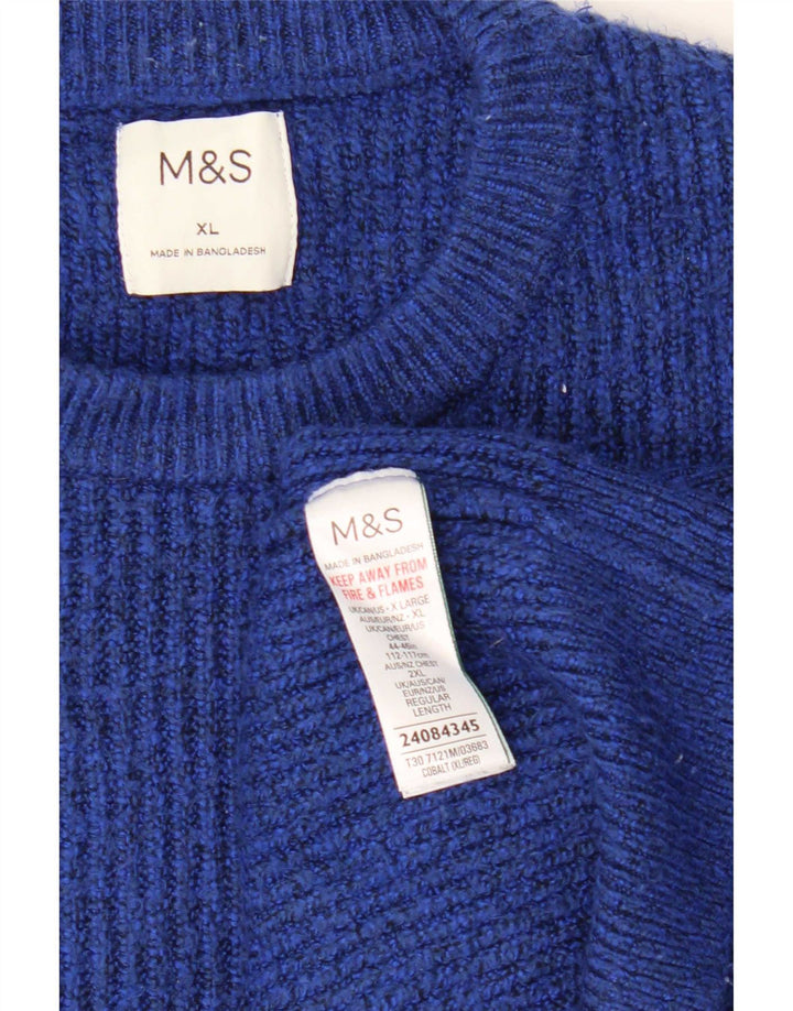 Suéter feminino Marks & Spencer com gola redonda grande, Reino Unido 18 XL, azul