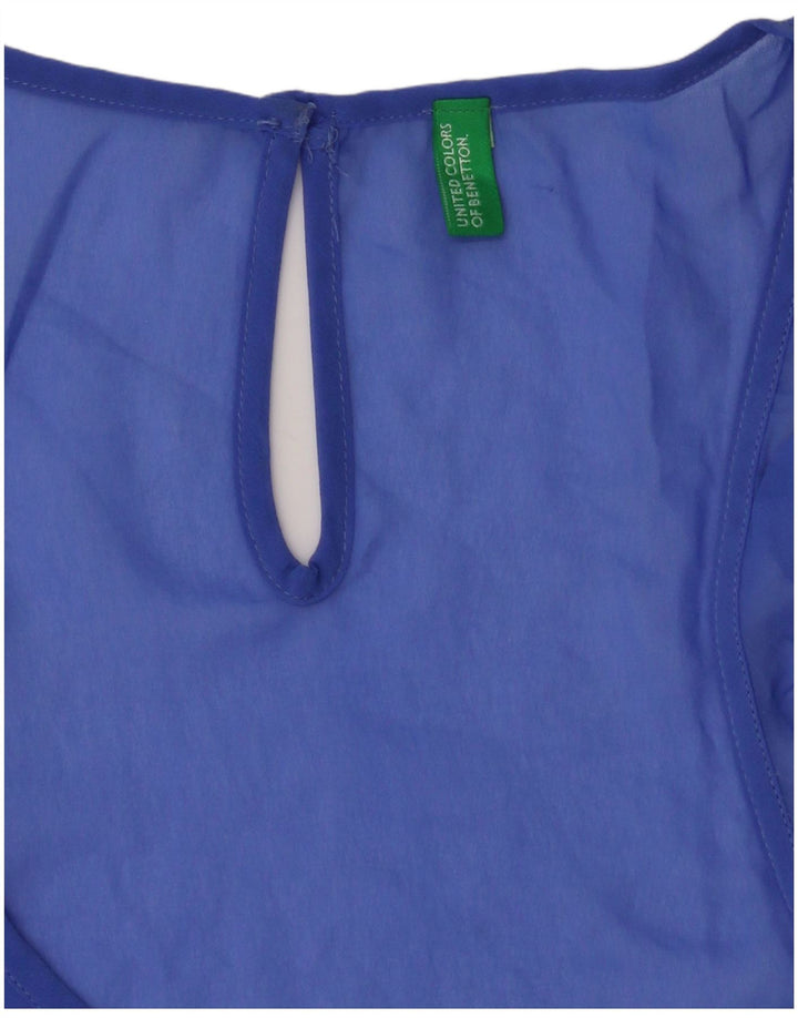 Blusa feminina sem mangas Benetton UK 16 grande azul