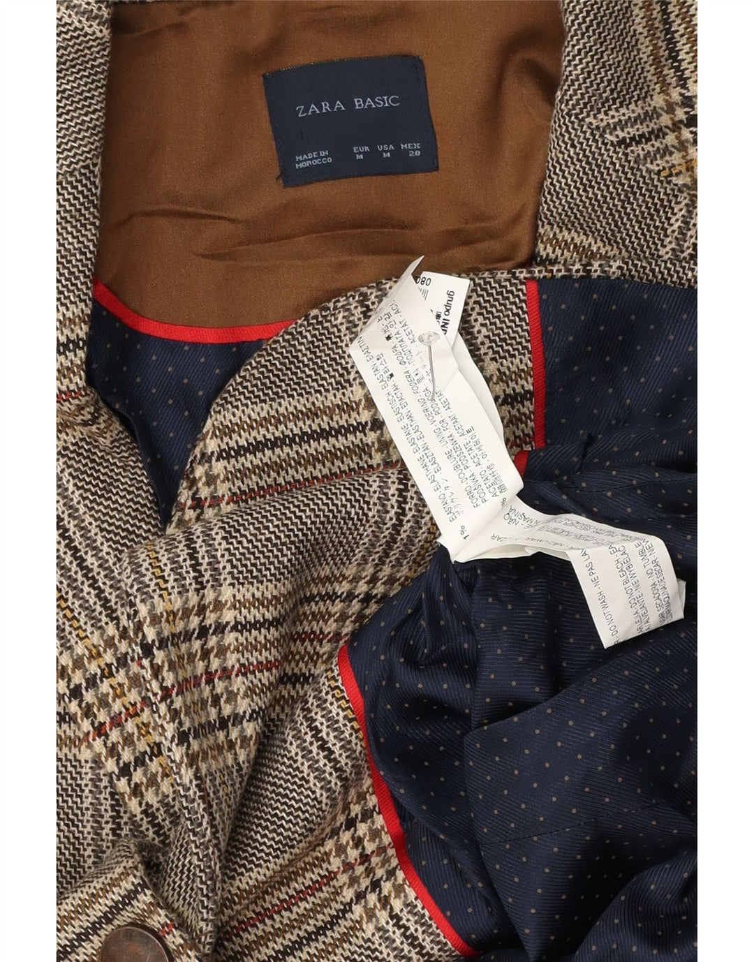 Jaqueta blazer feminina Zara com 1 botão Reino Unido 14 acetato xadrez cinza médio