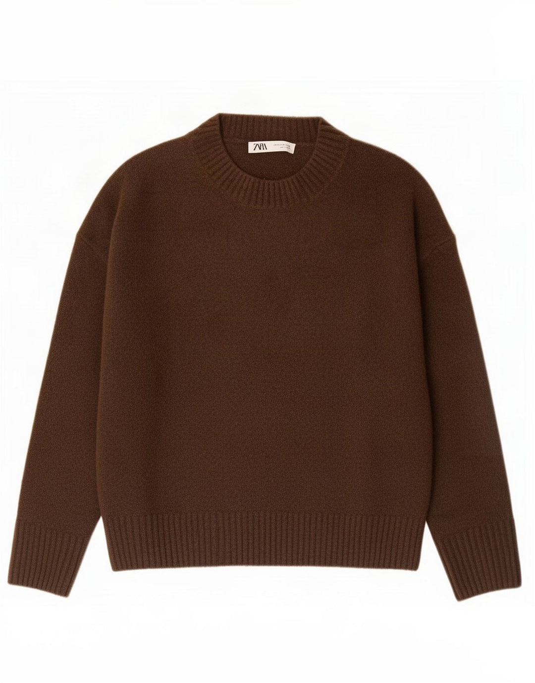Zara Suéter feminino oversized com gola canoa Reino Unido 10 pequeno marrom