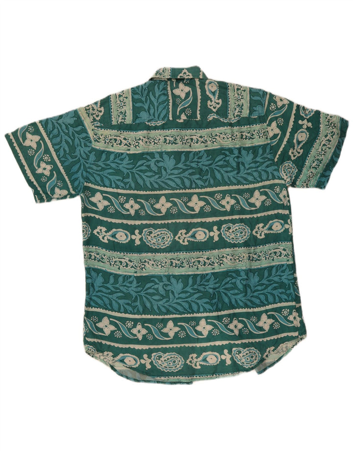 Camisa masculina de manga curta James Dillon pequena seda floral verde