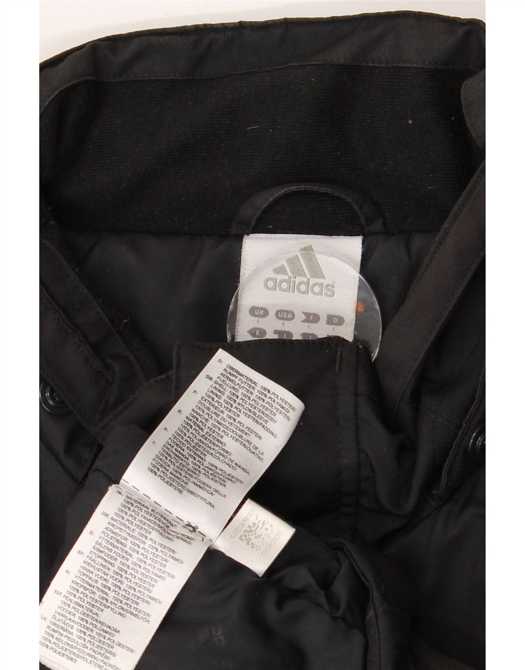 Jaqueta corta-vento masculina ADIDAS UK 40 grande poliéster preto