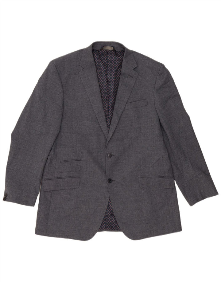Jaqueta blazer masculina de 2 botões Marks & Spencer Reino Unido 44 XL azul poliéster